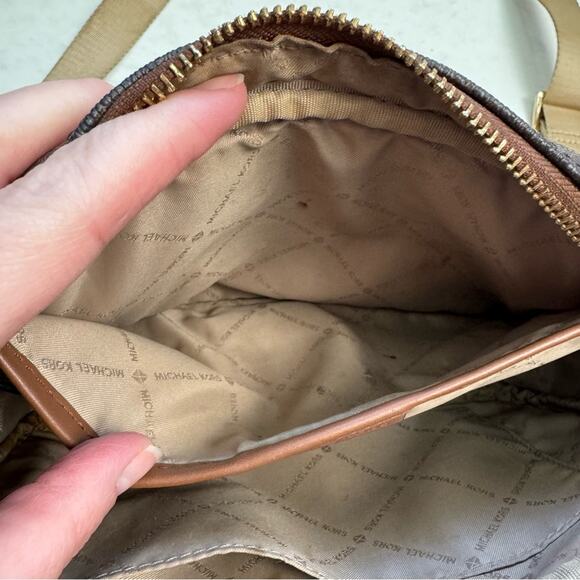 Michael Kors Brown & Tan Fulton Sport Monogram Medium Crossbody Bag Purse - Picture 5 of 12